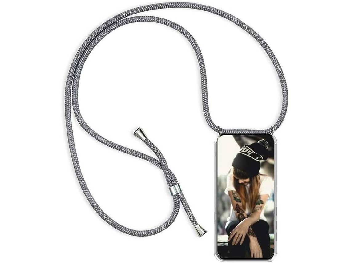 Capa iPhone 7 Plus HONGWE. Com corda Transparente, Cinzento