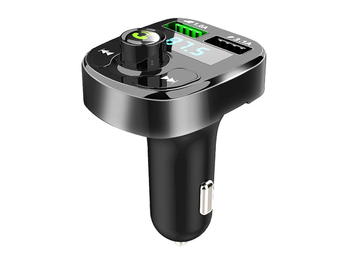Transmissor Fm YIZHOOD 1626-3 Botão Bluetooth Hands-Free Call Adaptador de Áudio para Isqueiro Preto