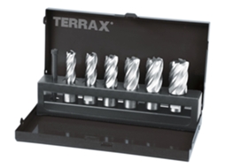 Terrax-A108820-Conjunto De 7 Brocas De Núcleo Com Haste Weldon De 19 Mm (6 Brocas De Núcleo + 1 Ejetor-Guia)