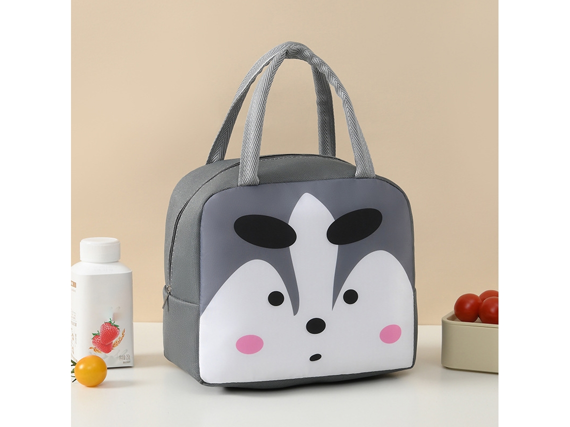 Lancheira Portátil Com Estampa De Guaxinim Cinza, Estilo Desenho Animado, Inclui Bolsa Térmica.