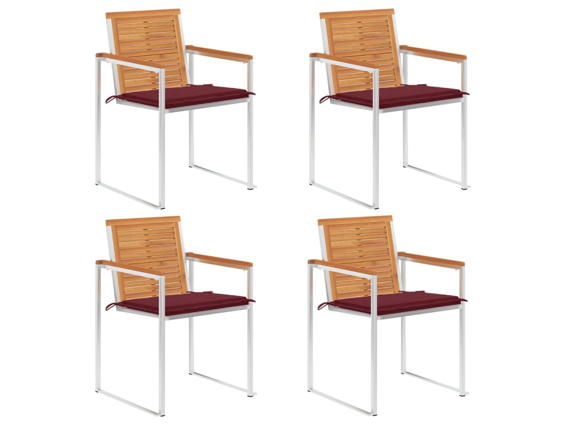 Vidaxl Cadeiras De Jardim C/ Almofadões 4 Pcs Madeira De Acácia Maciça