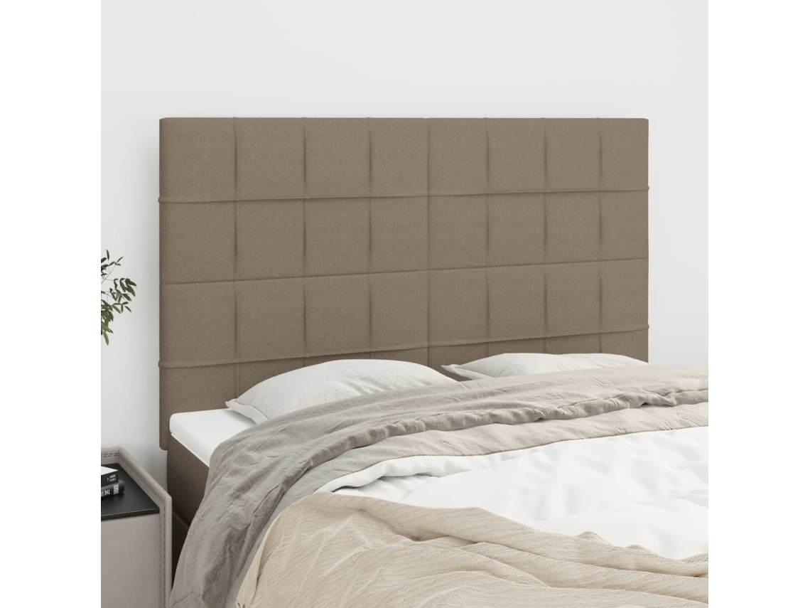 Cabeceira Cama 4 Pcs Tecido 72x5x78/88 Cm Cinzento-acastanhado