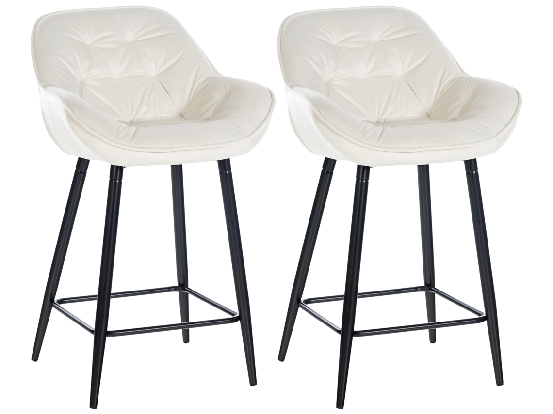 Conjunto de 2 bancos de bar Gibson creme/veludo CLP