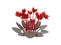 Peça Central Decorativa Ciclamino Ø38 Cm Em Ferro Lama E Vermelho Design Floral Moderno Para Mesa Ou Sala Fabricado Na Itália Arti Mestieri