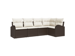 Conjunto 5 Móveis Para Exterior Vidaxl Castanho Vime Pe (234 X 124 X 85 Cm)