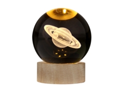 Luz Noturna Cristal 3d Base Madeira Usb Plug And Play Presente