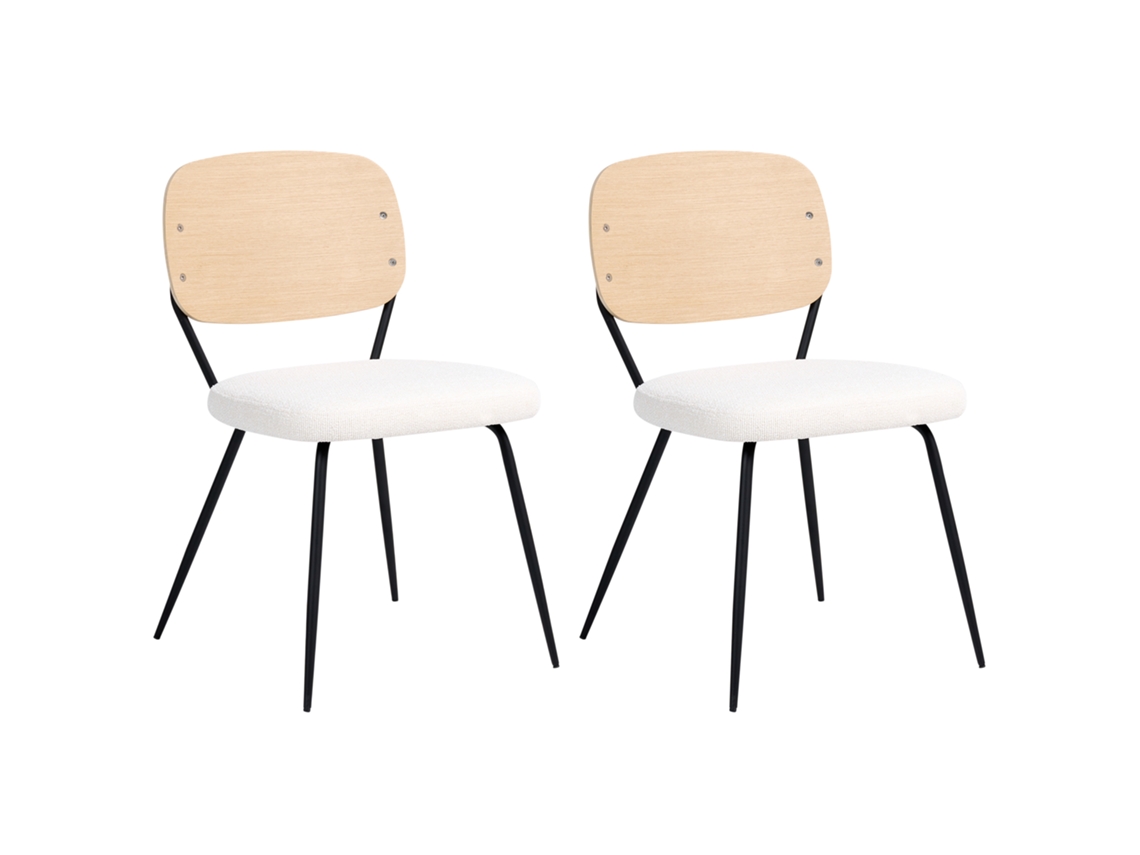 Cadeiras Sem Braços Para Sala De Jantar Beliani Eileen De Bouclé Branco Creme 45x57x80