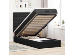 Vidaxl Estrutura De Cama Otomana Com Colchões Preto 80x200cm Veludo