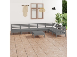 Pcs Conjunto Lounge De Jardim Pinho Maciço Cinza Dkd Home Decor