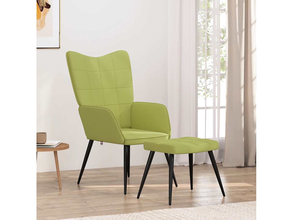 Vidaxl Cadeira De Descanso Com Banco Tecido Verde