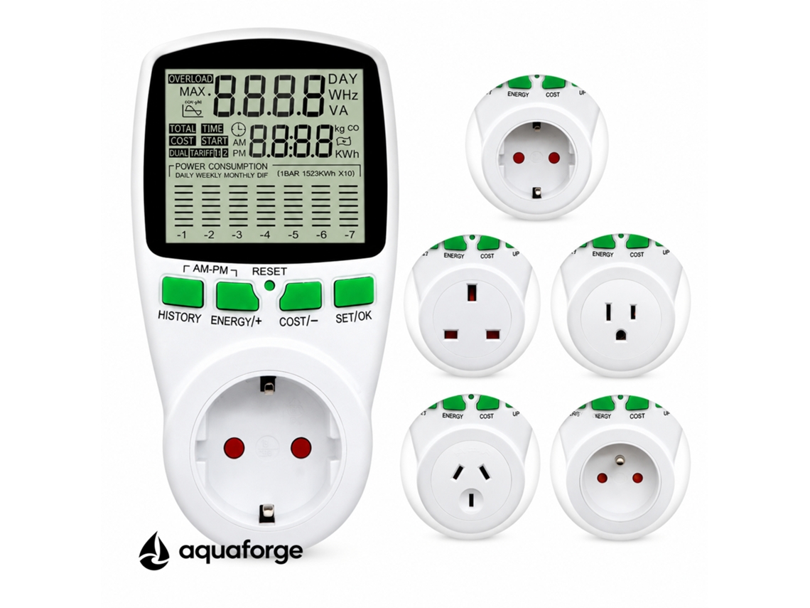 Medidor Elétrico Multifuncional Aquaforge Com Ecrã Lcd E Medição De Potência Para Quadro Elétrico