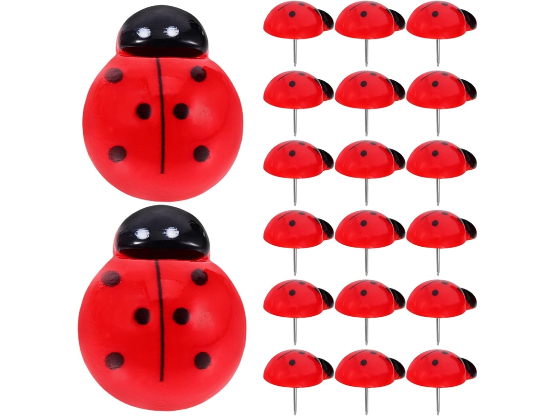 Abaodam 20-tachinhas Decorativas De Plástico Em Formato Joaninha Vermelha, Resistentes À Deformação, Ideais Para Mapas E