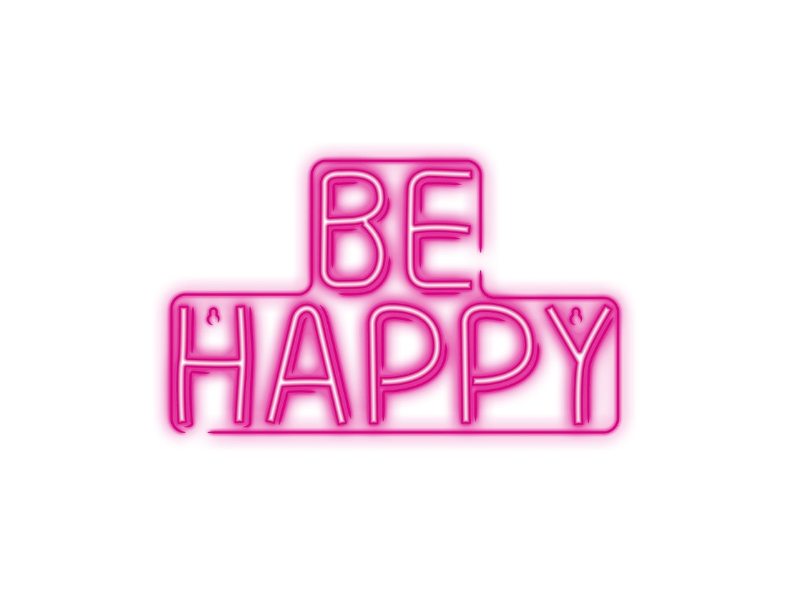Para Sempre Neon Plexi Led Be Happy Rosa FOREVER