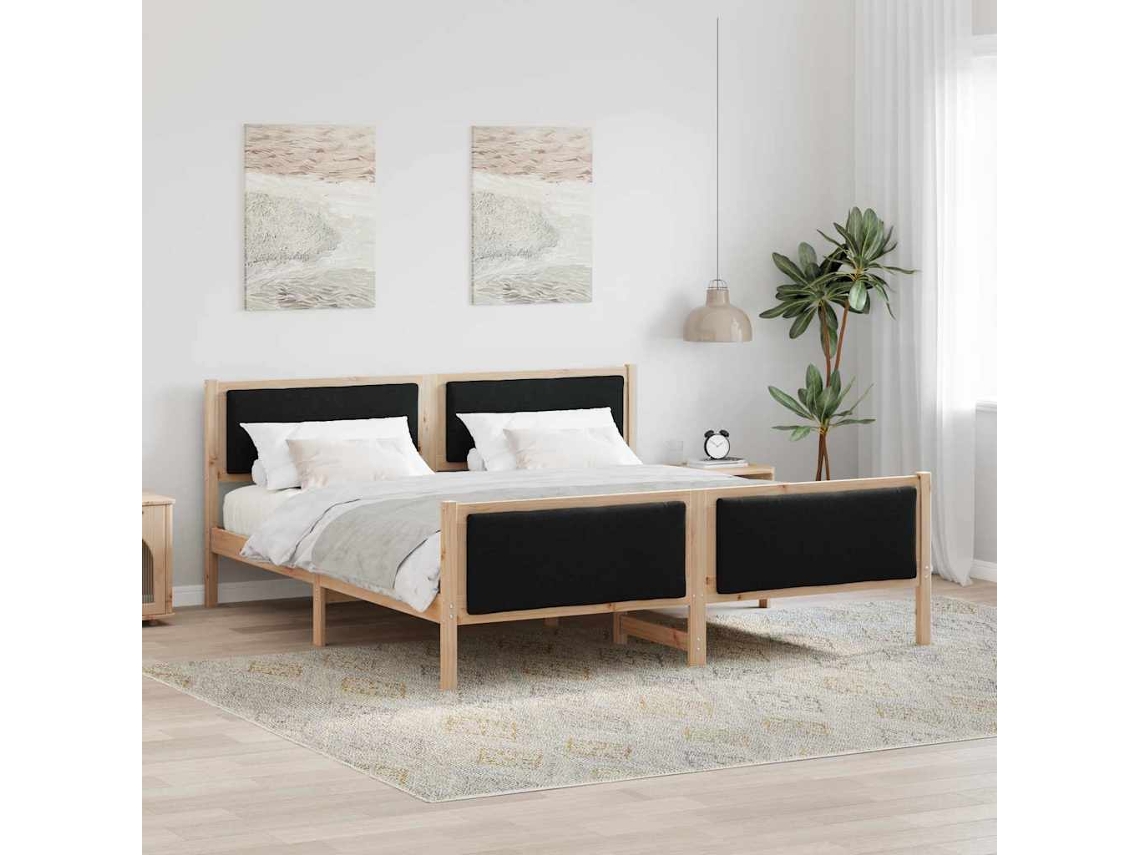 Vidaxl Estrutura da Cama com Cabeceira Preto 180 X 200 Cm Tecido