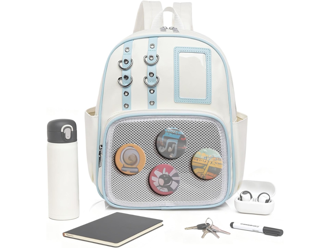 Mochila Organizadora Genérica De Pu Com Porta Crachá, Ideal Esportes, Viagens, Bagagem, Caminhadas, Quadrinhos