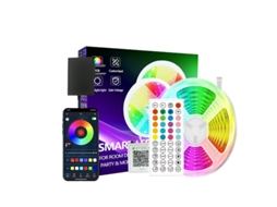 Kit Fita Led Rgb 10 M 24 V Com Comando Autoadesiva Flexível Para Quarto E Setup - Lurelia