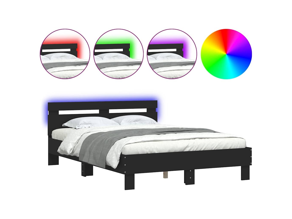 Bed Frame, Bed Frames Vidaxl Preto Madeira Processada (120 X 200 Cm)