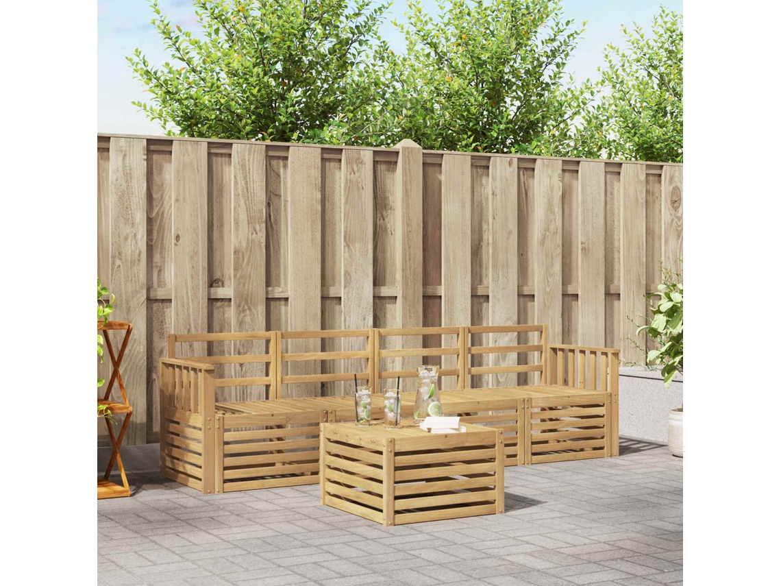 Vidaxl Conjunto De Sofás Para Exterior 5 Unid. Branco