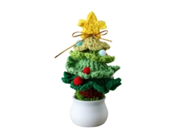 Mini Árvore de Natal de Crochê Feita À Mão com Lã Simulação Bonsai Decorativa Verde para Casa Loja
