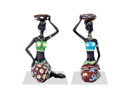 Conjunto de 2 Suportes para Velas de Estátua de Mulher LAXISCREED