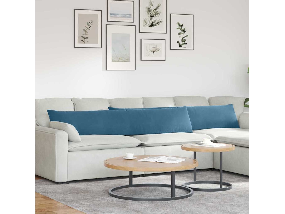 Vidaxl Travesseiros De Sofá 2 Pcs Azul 200 X 40 Cm