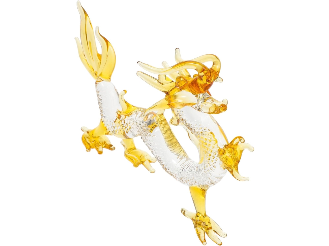 Elegante Estatueta Dragão Vidro Decoração Plana Refinada Aniversários Casamentos Casa Base Peça GOKOCO