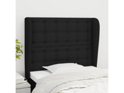 Vidaxl Cabeceira De Cama C/ Abas Tecido 103x23x118/128 Cm Preto