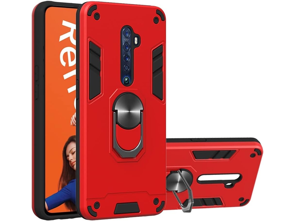 Capa Militar Carro Protetor para Oppo Reno 2 HONGWE. Anti-Choque Magnética Vermelho