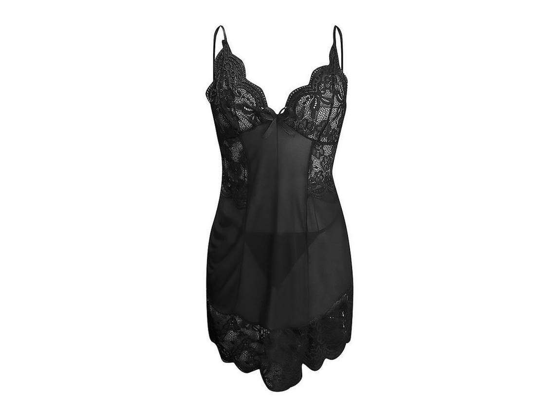 Lingerie De Calcinha Transparente Sexy Para Mulheres Com Alças, Pijama De Noite De Alta Qualidade Negro