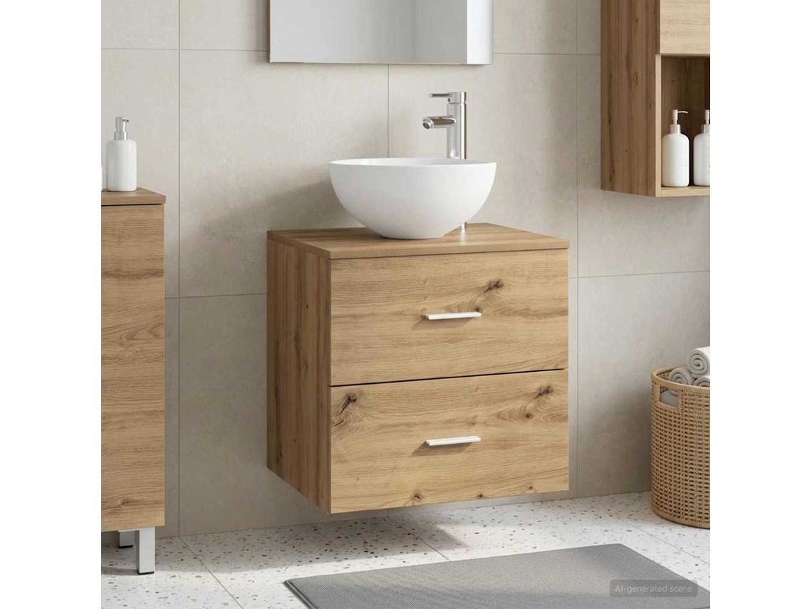 Vidaxl Vanidade Com Pia De Parede Carvalho Arttisan 49,5 X 35 X 63 Cm