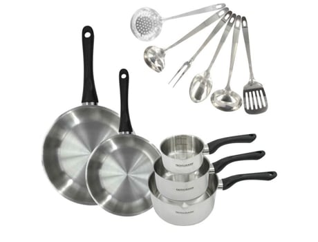 Conjunto De Utensílios De Cozinha Para Todos Os Tipos De Fogões, Incluindo Indução Fackelmann Genebra Inox 2 Frigideiras 24 E 28, 3 Panelas