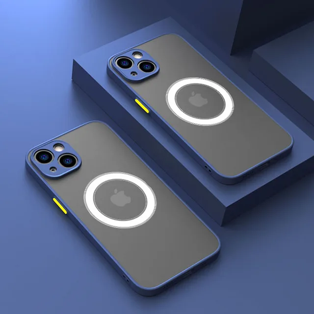 Capa Protetora Magnética (azul Para Iphone 16 Pro Max), Capa De Carregamento À Prova De Choque.