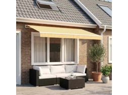 Vidaxl Tecido De Substituição Para Toldo Amarelo E Branco 350 X 250 Cm