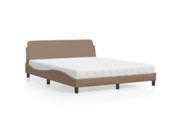 Vidaxl Cama Com Colchão Dover 160x200 Cm Couro Artificial Cappuccino