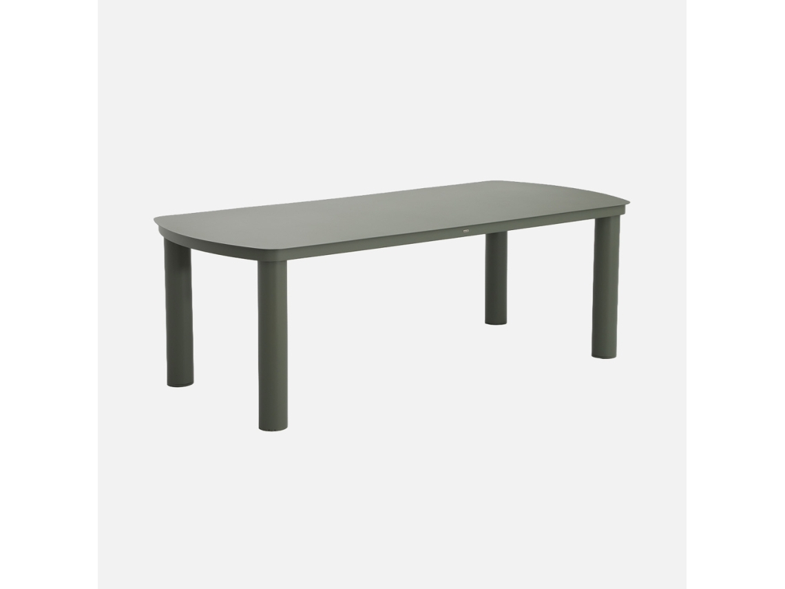 Mesa de jardim em alumínio, 10 lugares, verde cáqui
