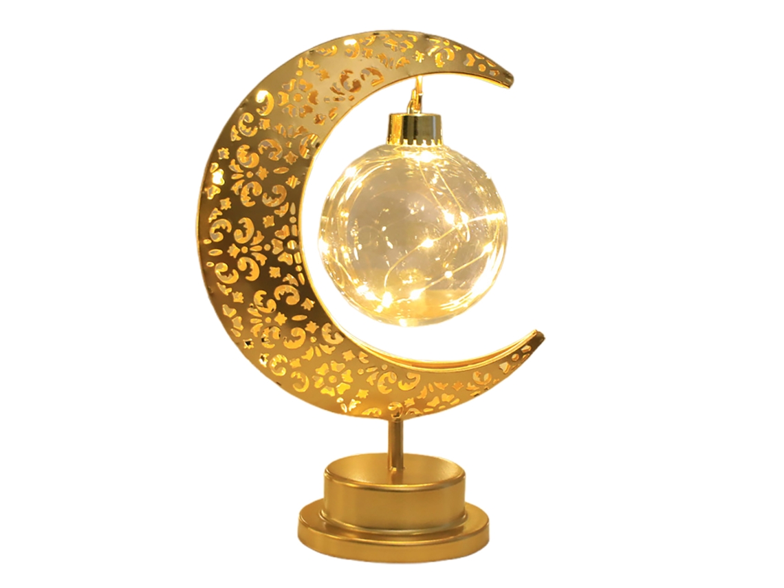 Laxiscreed Lâmpada De Mesa De Ferro Moon Hollow Com Estrelas Para Festas - Funciona Com Baterias Aa