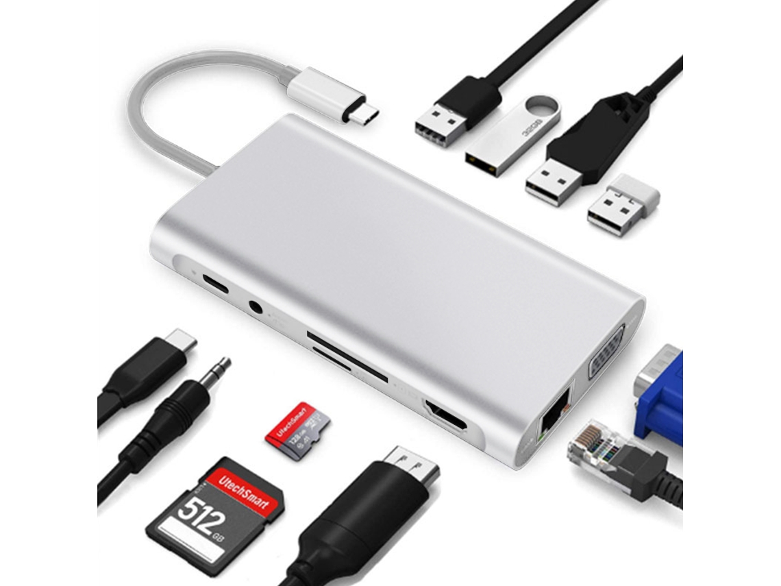 MEOIRUERY Estação De Acoplamento Type C 11 Em 1 Com Hdmi Placa De Rede Usb Hub Para Macbook