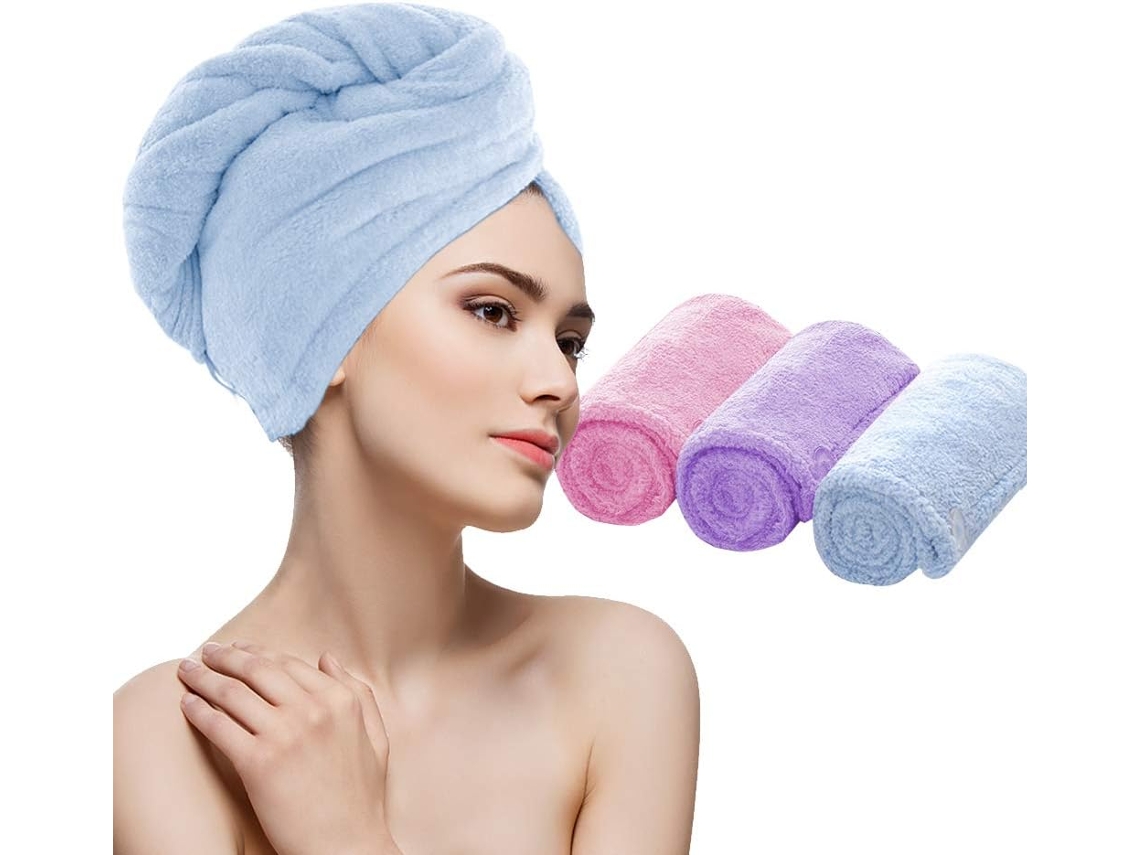 Toalha de Secagem de Cabelo de Microfibra Turbante de Cabelo Mágico com Botão Chapéu de Banheiro Toalha de Secagem Rápida e Crianças JEDBESETZT