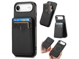 Capa Para Iphone 17 Air - Fibra De Carbono Com Magsafe - Capa Com Dobra Vertical Para Cartões