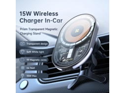 Carregador Magnético Sem Fios Mcdodo 15w Para Automóvel, Suporte Pd3.0 Qc3.0, Carregamento Rápido, Rotação 360°, Luz Respirável