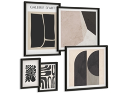 Conjunto De Pinturas Gráficos Estilosos Minimalistas Espelharte (5 Peças)