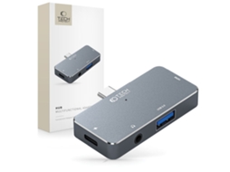 Hub Usb C 4 Em 1 Tech Protect Usb A/hdmi/aux/usb C Cinza Brilvibera