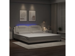 Vidaxl Estrutura De Cama Viana Com Led Sem Colchão 200x200 Cm Branco