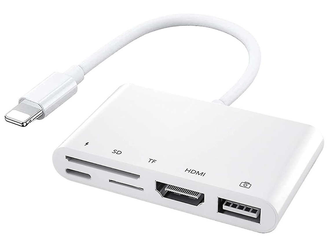 Adaptador Hdmi Iluminação 5 Em 1, Usb Alimentação, Leitor Sd/tf, Câmera Usb, 1080p Hdmi, Compatível Telefone/teclado/tv Branco Bestvite
