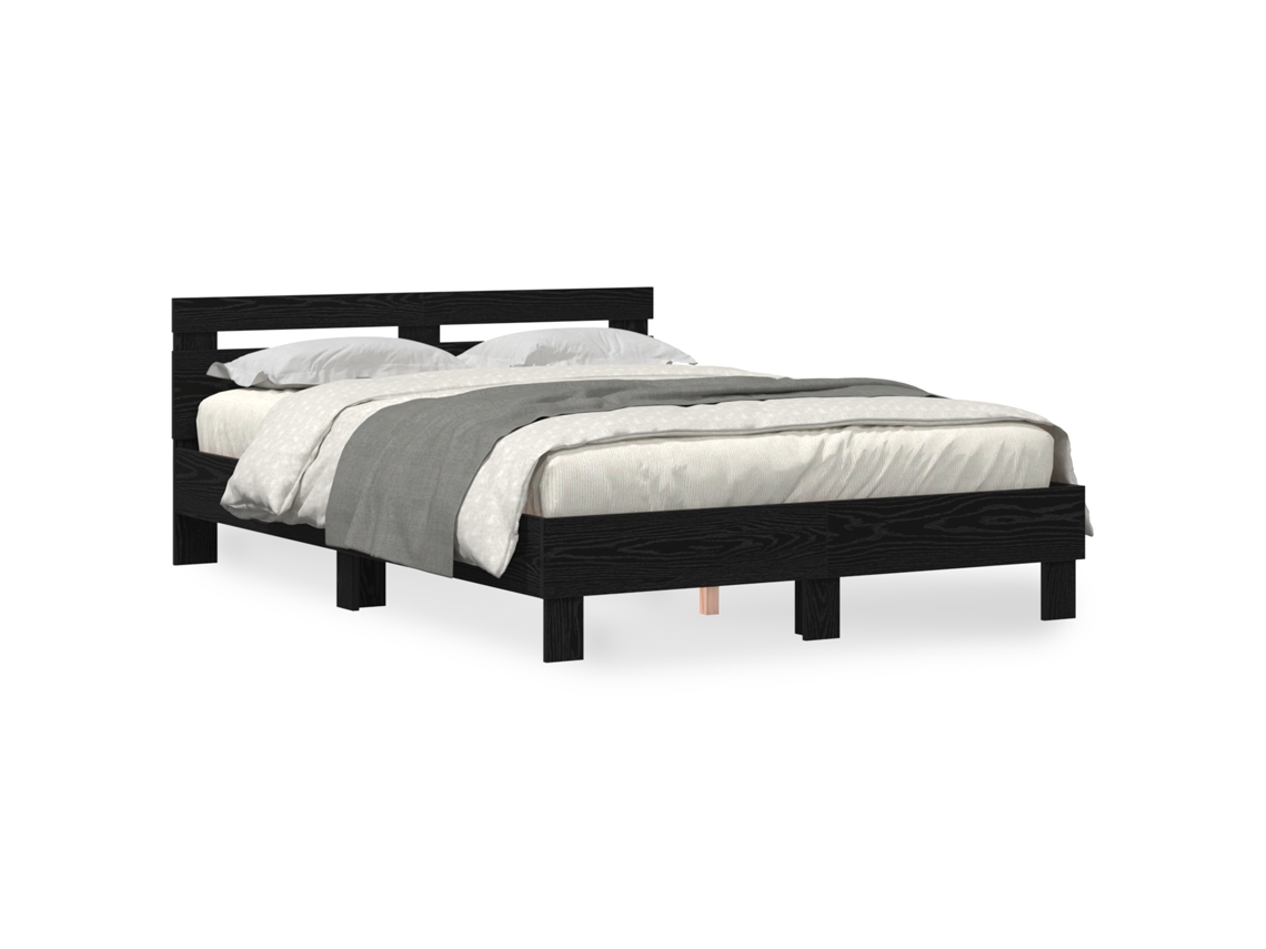 Conjunto 1 Estrutura De Cama Moderna Vidaxl Preto Derivados De Madeira (150 X 200 Cm)