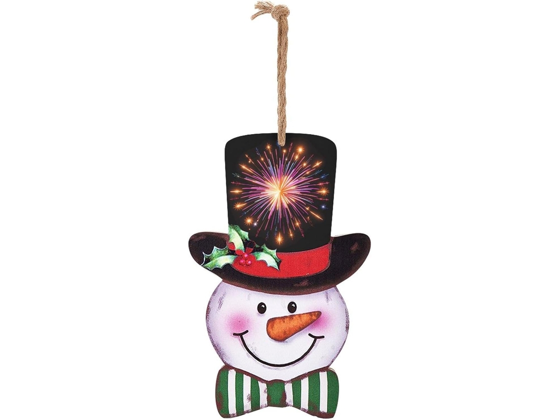Enfeite De Natal De Madeira Com Boneco De Neve E De 3d De Boneco De