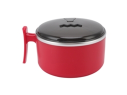 Tigela Isolante S/MARCA aço inox 304 com tampa de suporte para macarrão instantâneo vermelha