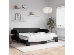 Vidaxl Sofá-cama Com Gavetão E Colchões 90x200 Cm Tecido Preto