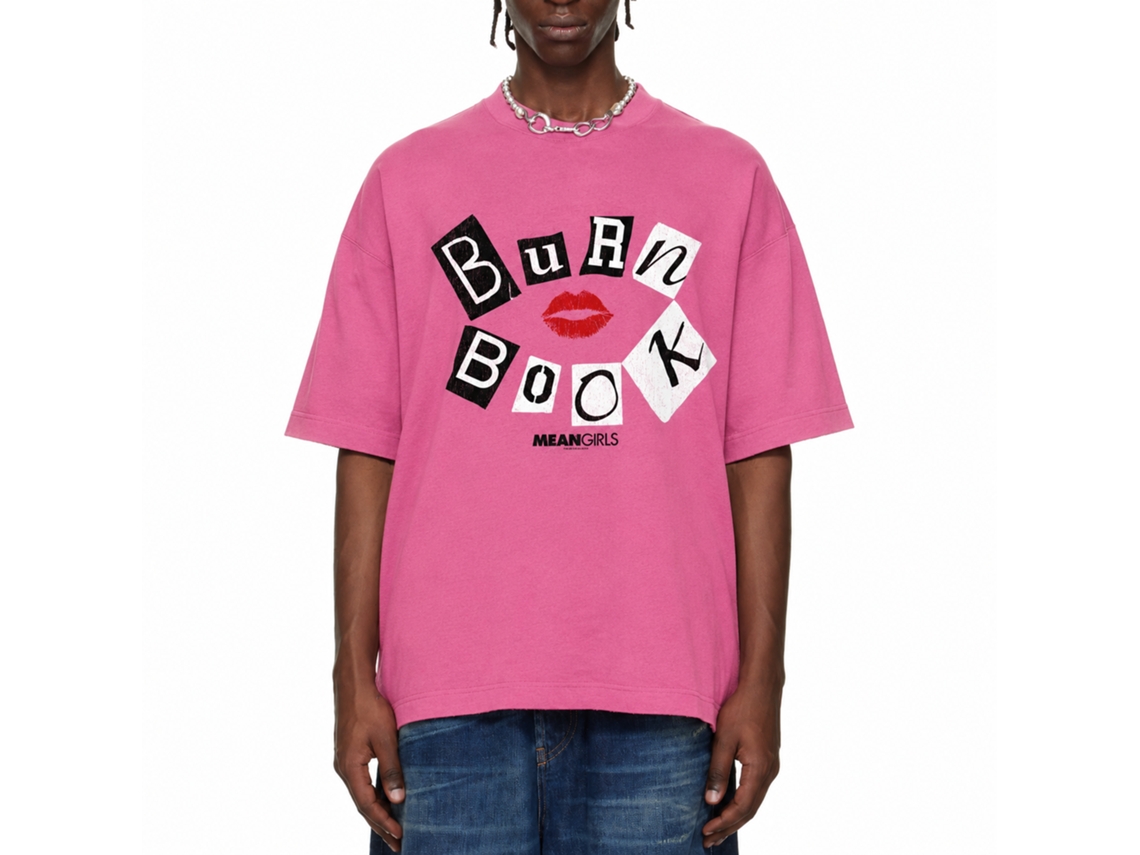 Rockinstone Mean Girls Burn Book Retro Pink Heather T-shirt Size:xxxl
