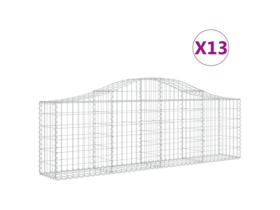 Cestos Gabião Arqueados 13Pcs 200X30X60/80 Cm Ferro Galvanizado VIDAXL